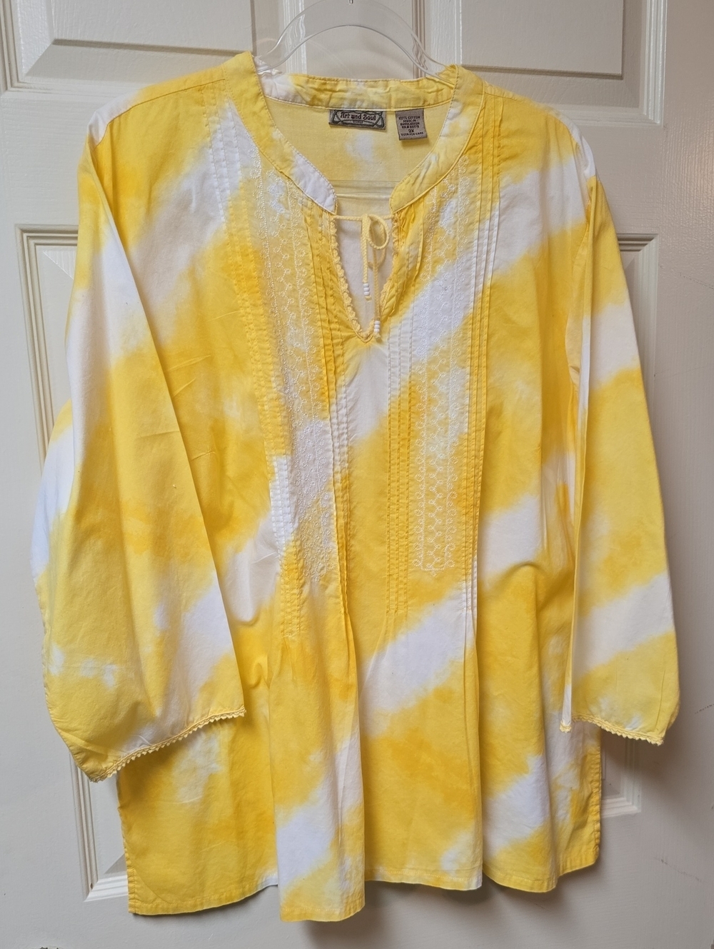 Art and Soul | Tunic Top | Yellow & White | Woman | Size 2X